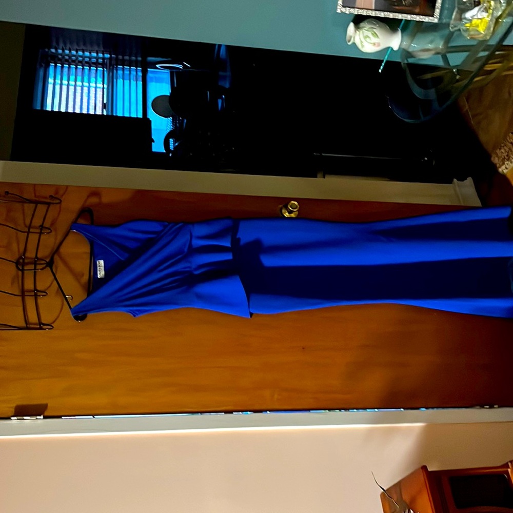 NWT Chiara Boni La Petite Robe Peplum Gown, Royal Blue -Retails for $995